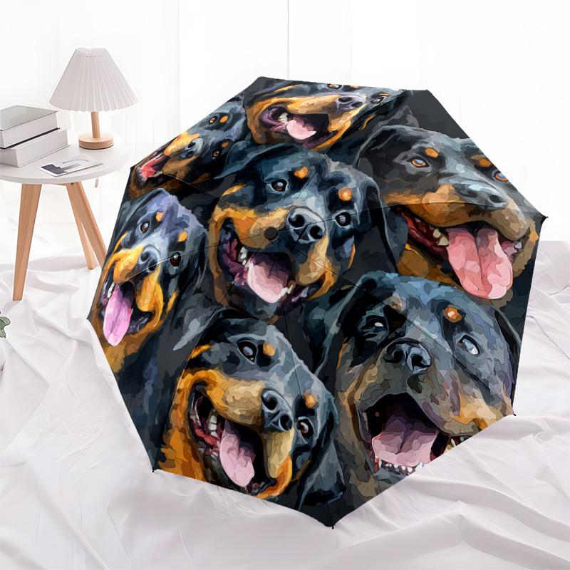 1 PC Automatic Folding Umbrella - Rottweiler Pattern, Portable & Foldable Design with 8 Ribs, Christmas Birthday Gifts
