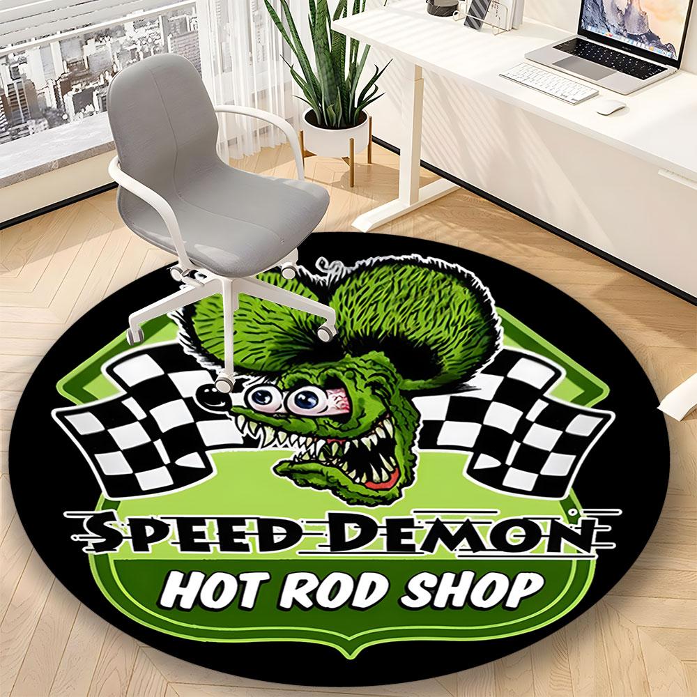 The Legend of Rat Fink Printed Round Rug – Non-Slip Round Floor Mat – Indoor Home Decor Rug