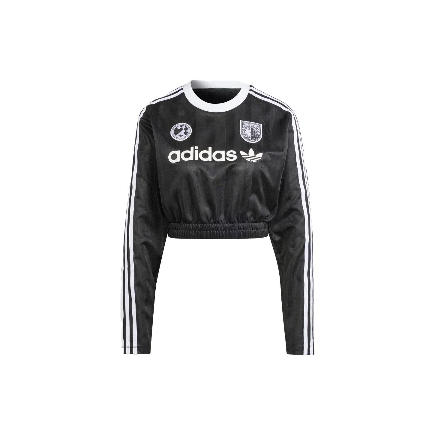 Adidas Originals Women Casual Daily Soft Breathable Long Sleeve Crop Top Black IR9802 M