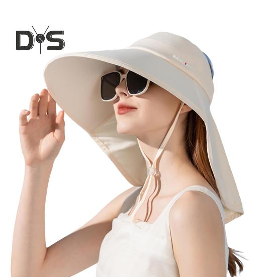 Dámský sluneční klobouk se širokou krempou, rolovací, UV ochrana proti slunci, klopa na krk, UPF 50+, rybářský klobouk s otvorem pro culík, pro turistiku a pláž