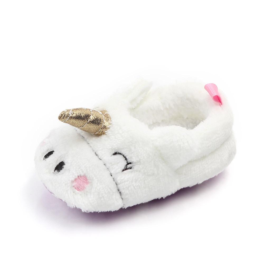 

Cute Baby Girl Boy Indoor Warm Cotton Shoes Unicorn Home Slippers Spring Autumn Plush Soft Sole Non-slip Infant Prewalker Shoes 0-6months