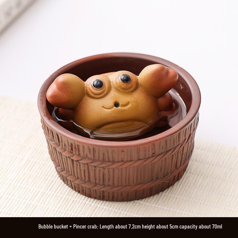 Zisha Zodiac Pig Tea Pet: Handmade Tea Tray Set with Cartoon Cute Fish Design