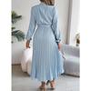 HNXC Autumn and Winter Elegant Stand-up Collar, Long-sleeved, Cinched Waist, Pleated Long Dress and Cocktail Dress Women's Wear
