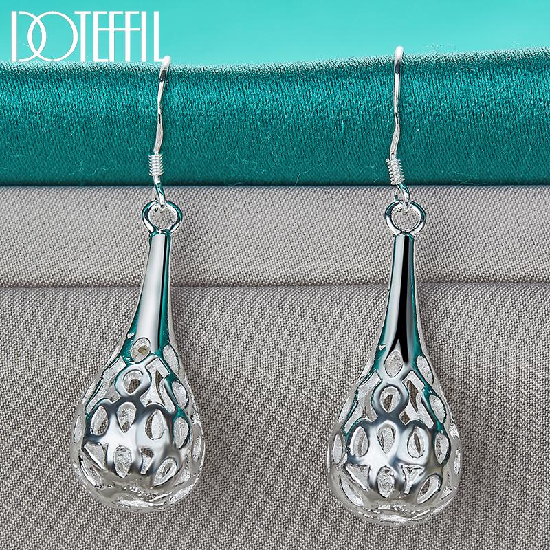 Ovale Ohrringe mit Anhänger, Silber, Modeschmuck