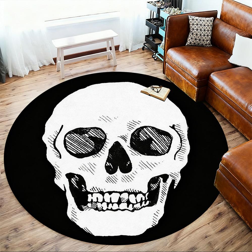 1pc Skull Bone Round Chair Mat Office Area Rug - Non-Slip, Floor Mat for Office, Bedroom, Ideal Home Decor Gift P0105066