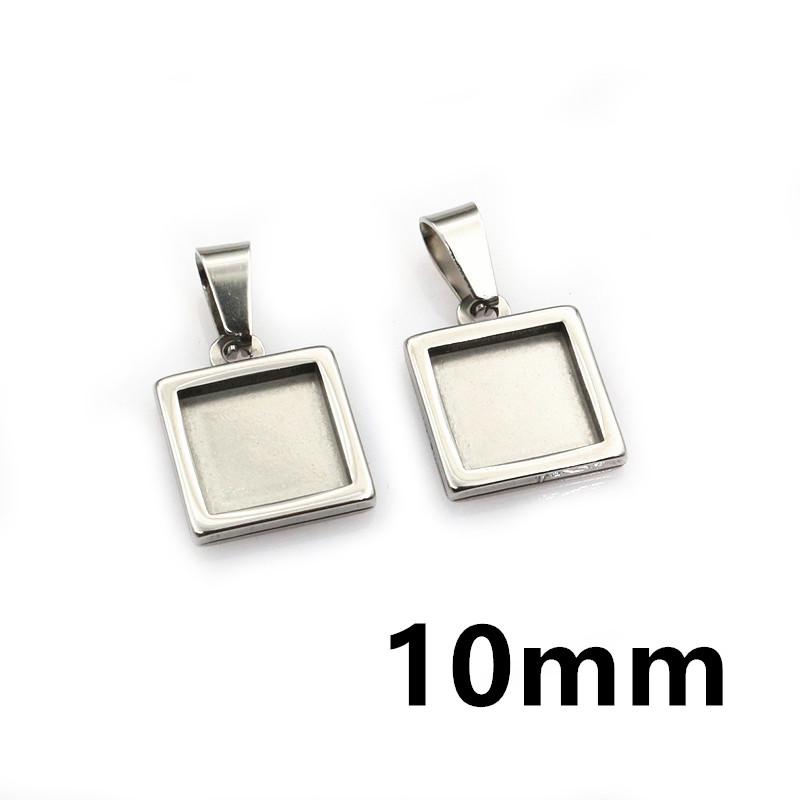 

5pcs Stainless Steel 10x25mm 10x50mm Inner Size Rectangle Square Pendant Cabochon Blank Base Setting Tray for DIY Jewelry Making