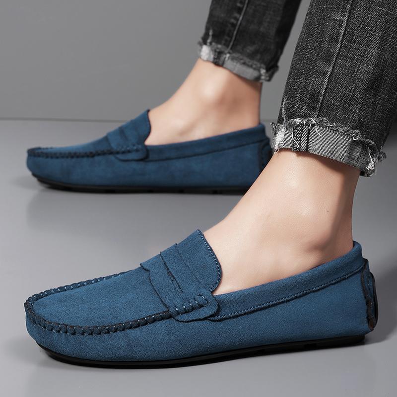Fashion New British Business Formal Thick Sole Casual Men's Shoes Soft Leather Large Size 47 High Quality Suede Loafers Moccasins Flat