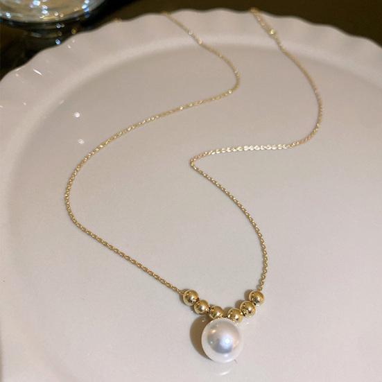 Faux Pearl Necklace Cute Alloy Bow Long Tassel Beads Pendant Temperament Dress-Up Golden/Silver Color Women Dress Sweater Necklace Accessories