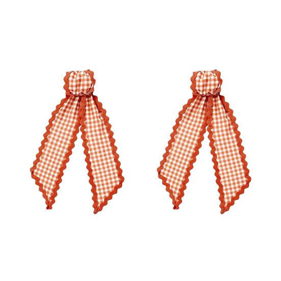Harvest Party Decor Fall Scalloped Wreath Sash for Front Door, 55 Inch Plaid Gingham Autumn Holiday Home Thanksgiving Ribbon Yard Porch Doorway Indoor