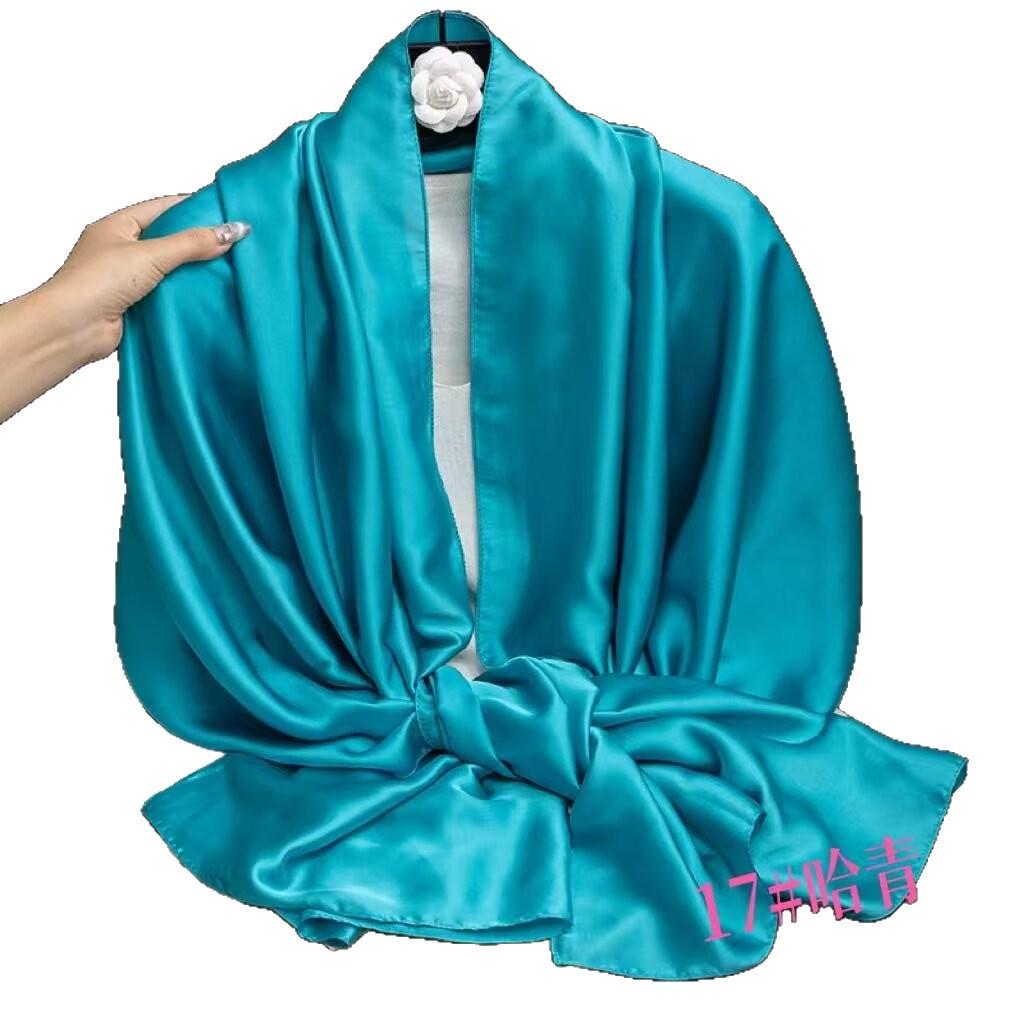 Universal in all seasons, solid-color simulated silk scarf for women, small neck decoration, versatile for women, long silk scarf, shawl for women