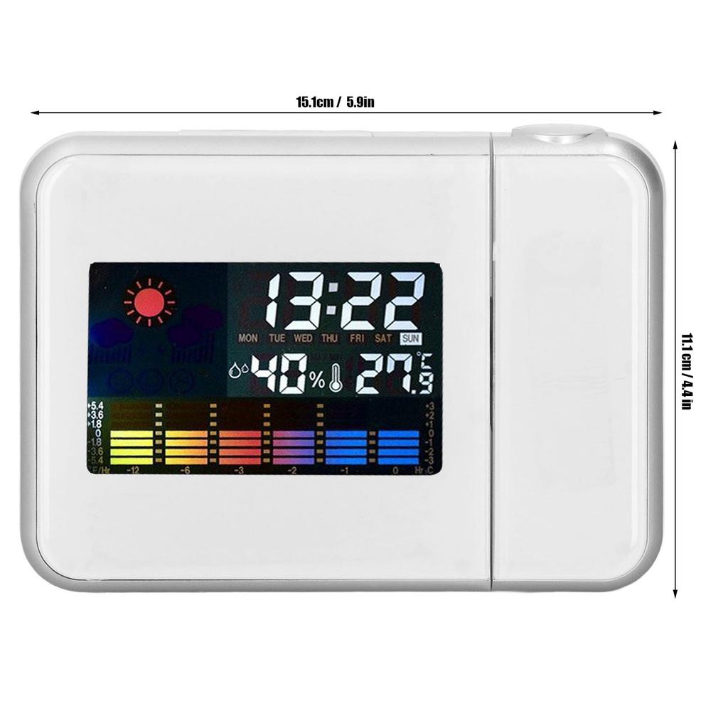 Wther Station Clock Temperature Humidity LCD Color Display LED Backlight Snooze Function Projection Alarm Clock
