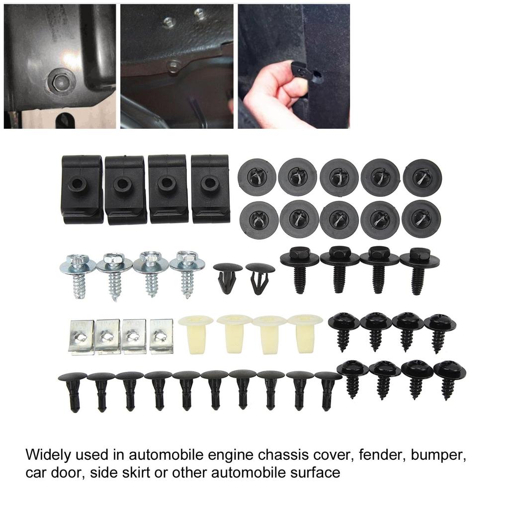 40pcs Car Undertray Clip Screws Compact Shockproof Engine Undercover Splash Shield Guard Body Bolt Replacement Avensis