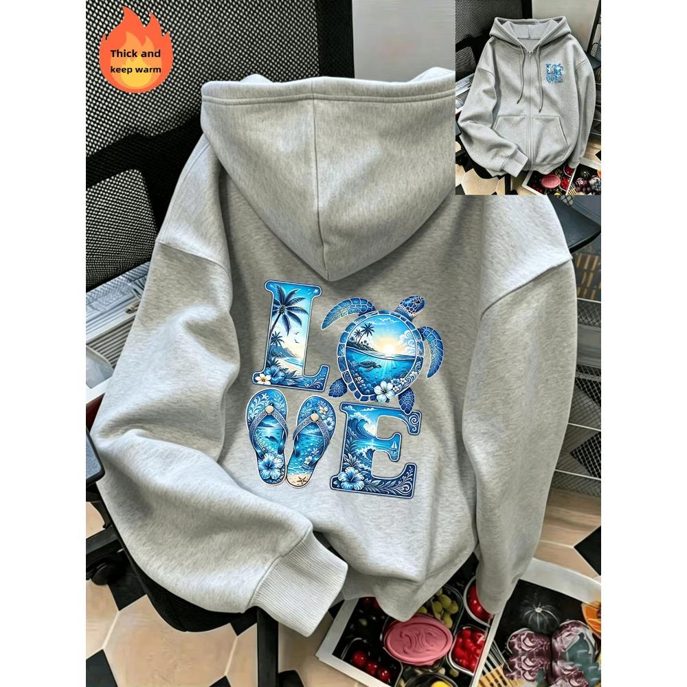 Autumn Winter Fashion Personality Creative Letter Prints Zipper Hoodies Comfortable Casual Sport Long Sleeves Hoodies Women Soft Loose Hoodies