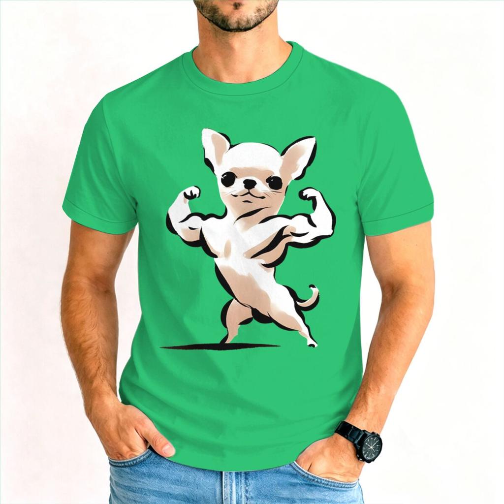 Cartoon Gym Chihuahua Tshirt Unisex Humor Dog Lover Graphic Tee Casual Short Sleeve Streetwear Tshirts