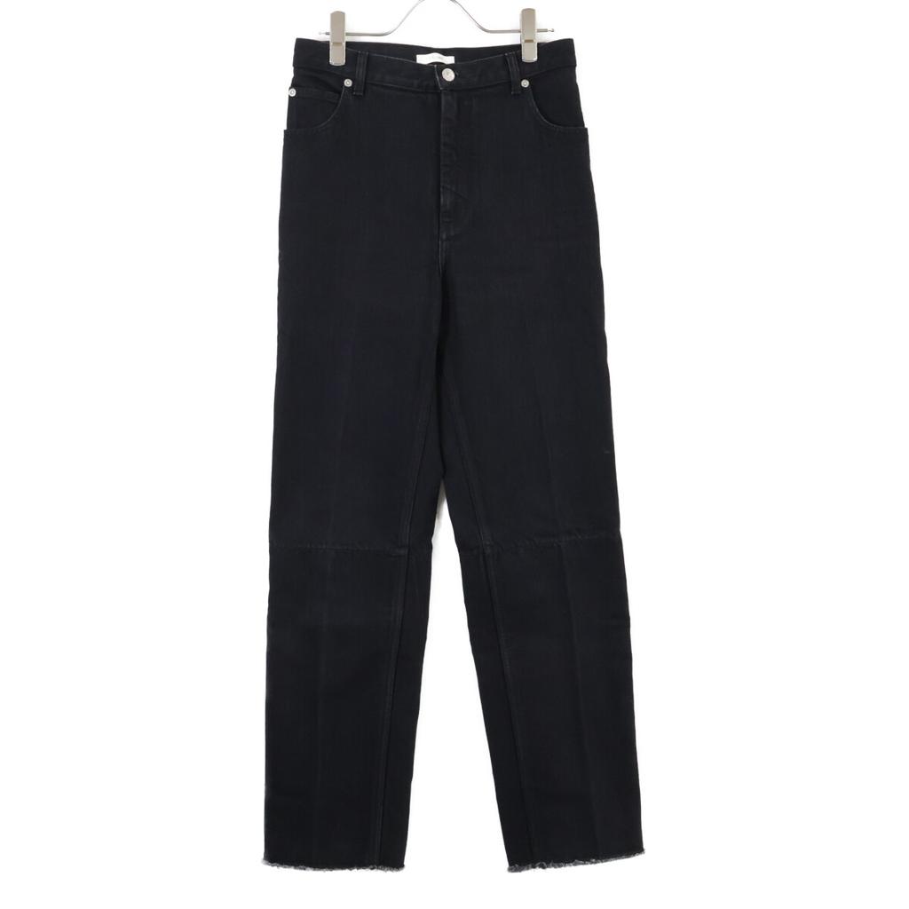 CELINE 2 1V89/523B Phoebe Black Cut-Off Denim Pants Bottoms 34 blackUsed