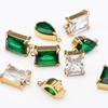 10pcs 5pcs Gold Color Stainless Steel Zircon Pendants Green Transparent Crystal Charms Beads for Necklace Jewelry Making DIY