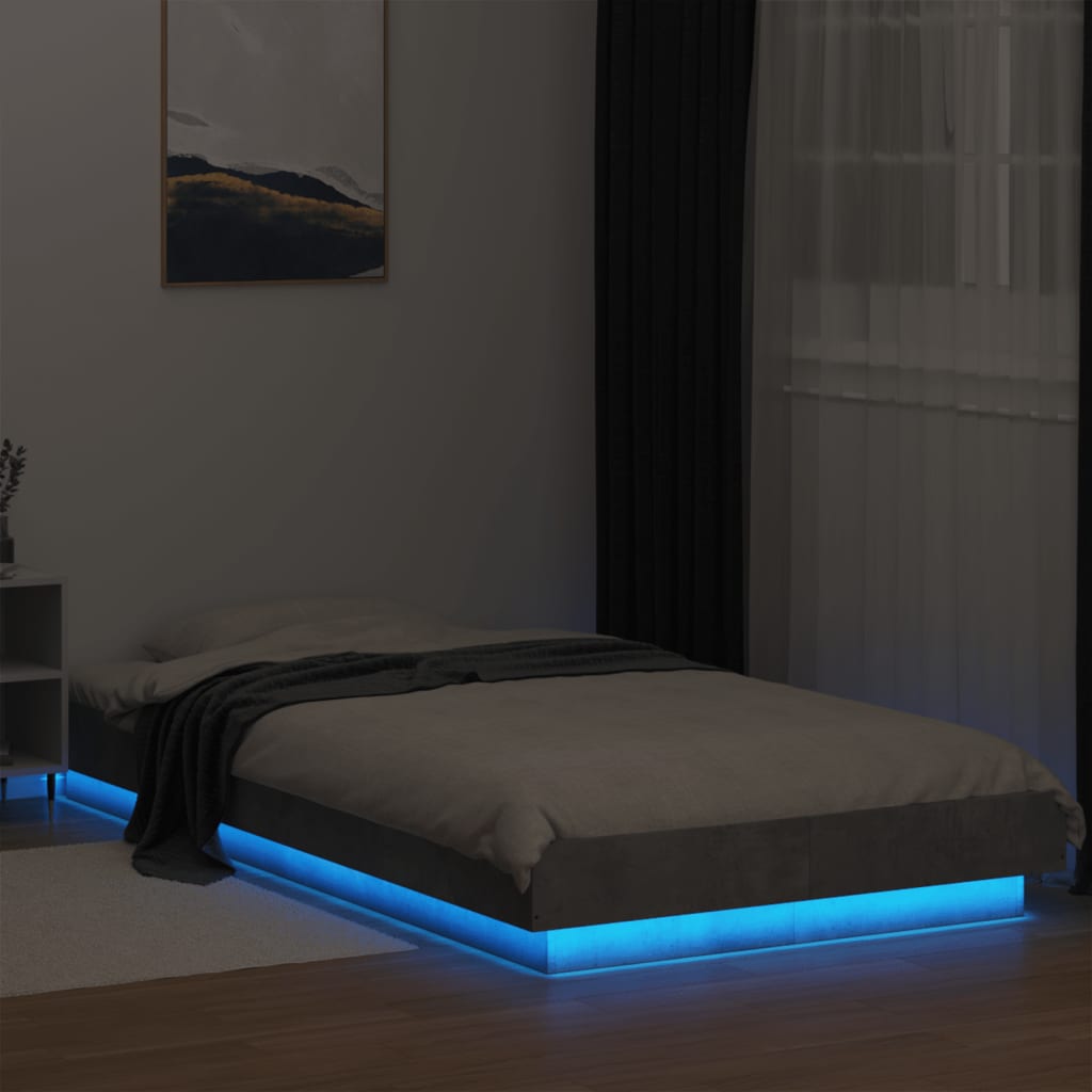 LED Bed Frame in Concrete Grey 100 x 200 cm Engineered Wood