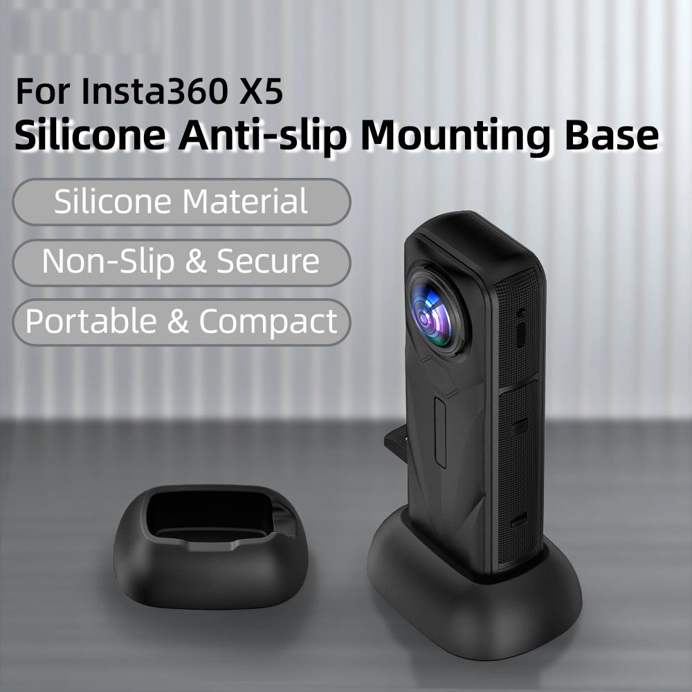FLYMILE For Insta360 X5/X4 Car Mount Silicone Anti-Slip Mounting Base Upright Charging Design