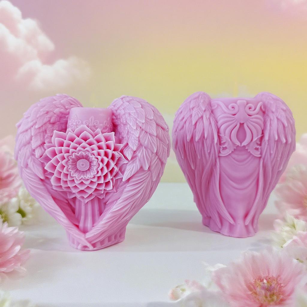 Flowers Wing Handmade Candle Mold DIY Aroma Plaster Resin Ornament Silicone Molds Soy Wax Candle Making Supplies