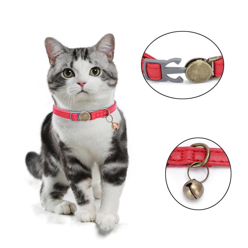 Classic Custom Personalized Leather Cat Dog Collar with Name Plate Engraved Cute Puppy Kitten Dog Cat Collars for Small Medium Cats Dogs