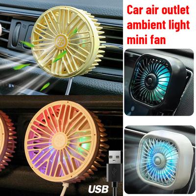 Portable Car Air Outlet USB Fan Creative Low Noise Powerful Cooler 3-Speed Adjustable Car Mini Fan Easy Installation Clamp Fan