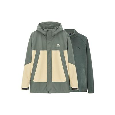 Drei-in-Eins Fleece Langarmjacke mit Reißverschluss-Kapuze Herrenjacken Aquagrün Khaki 952347610-2