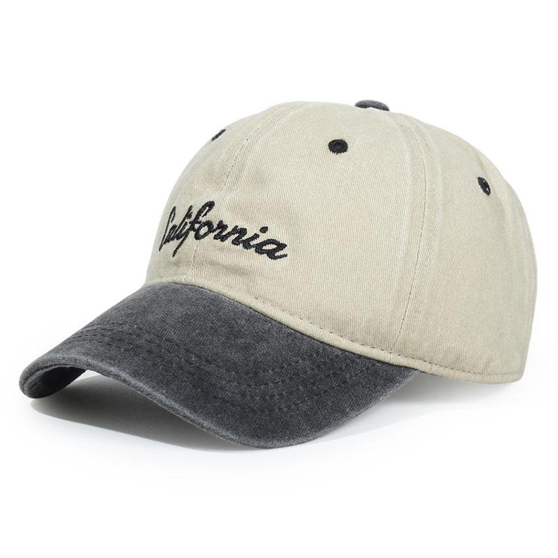 Vintage Embroidered Wide-Brim Baseball Cap Color-Blocked Sun Protection For Men And Women Spring Autumn Versatile Outdoor Hat