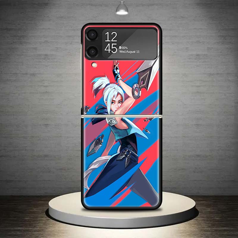 Valorant Jett Phone Case For Samsung Galaxy Z Flip 7 6 5 4 3 5G Cover ZFlip7 ZFlip6 ZFlip4 ZFlip5 ZFlip3 Coque Fundas Galaxy Z F