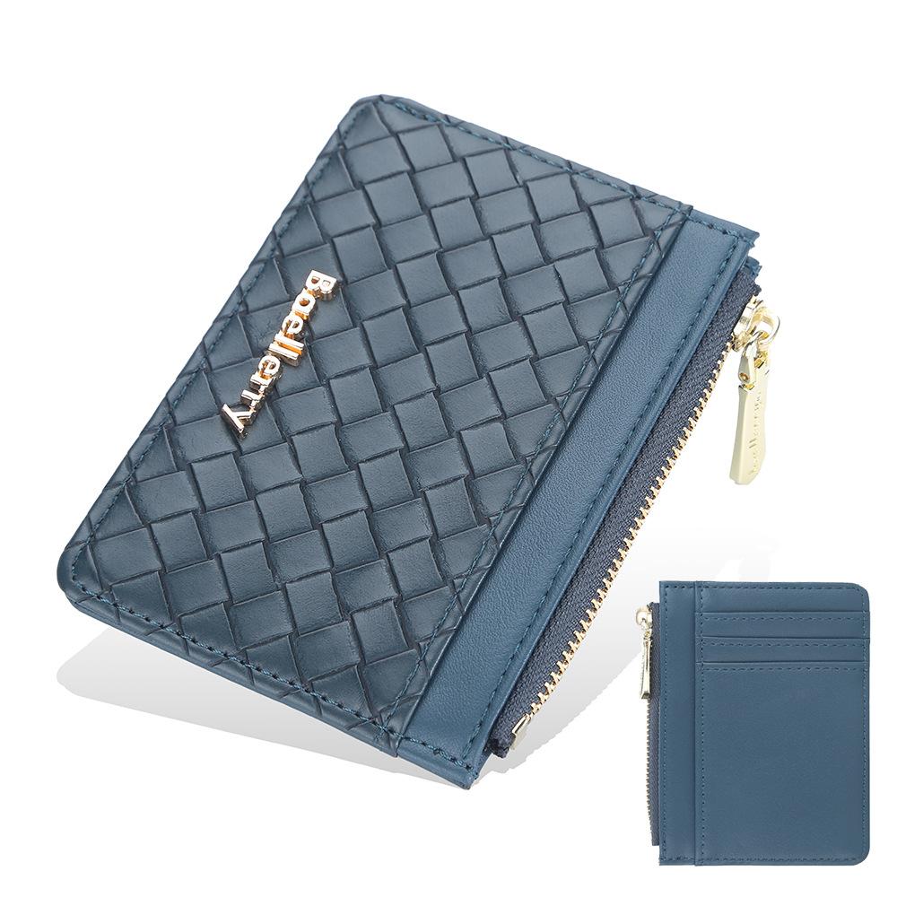 Baellerry Women's Short Purse Woven Pattern Wallet Zipper Coin Purse Fashion Card Holder Pu Leather Billfold