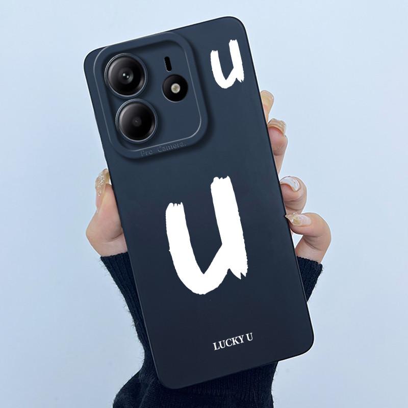 For Xiaomi Redmi Note 14 5G Cover Case Lucky Initial Letter Couple Silicone Soft Matte Phone Bumper for Redmi Note14 5G Casing