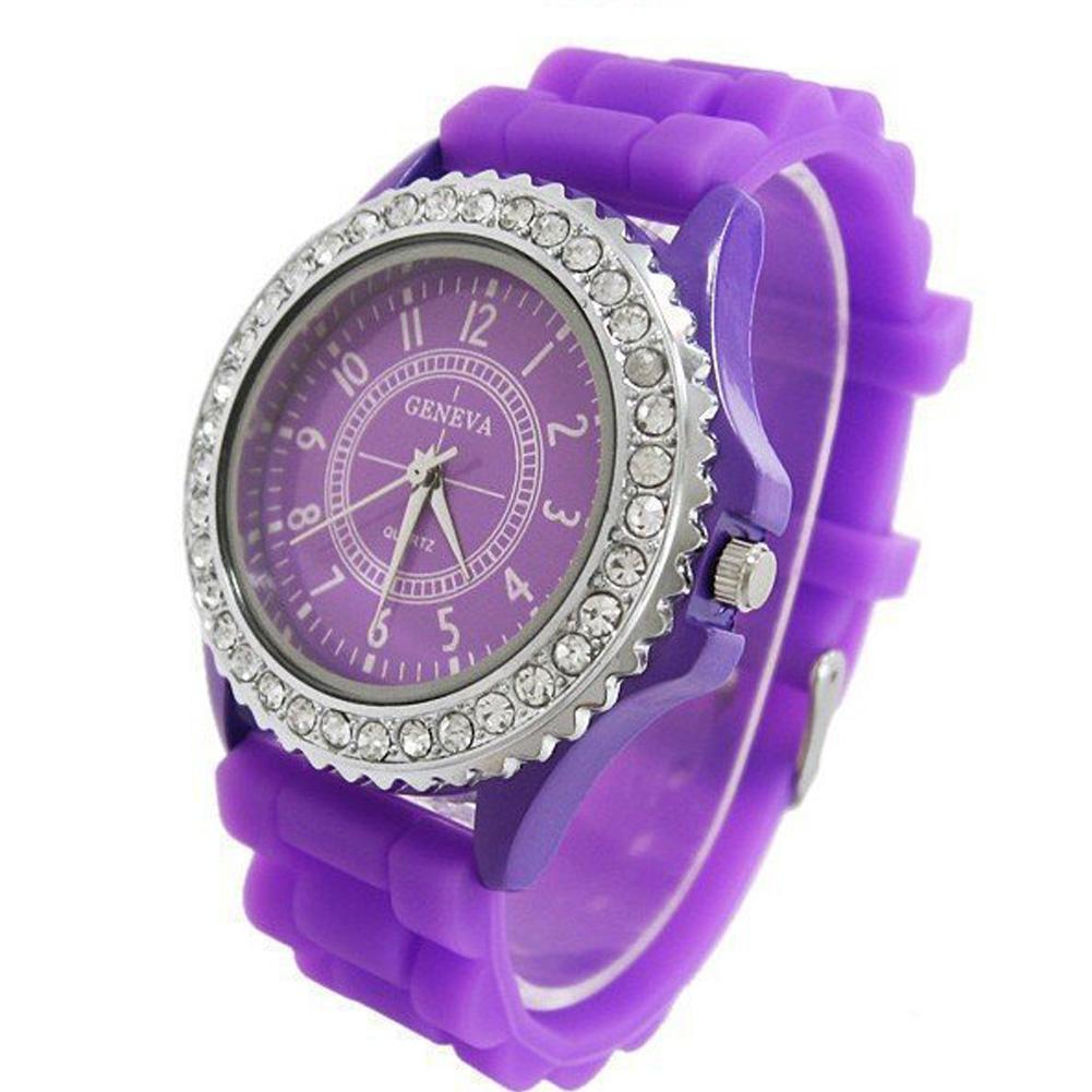 Einfacher Stil Frau Silikonuhr Quarz Armbanduhr Rundes Zifferblatt Gummi Stunden Uhr