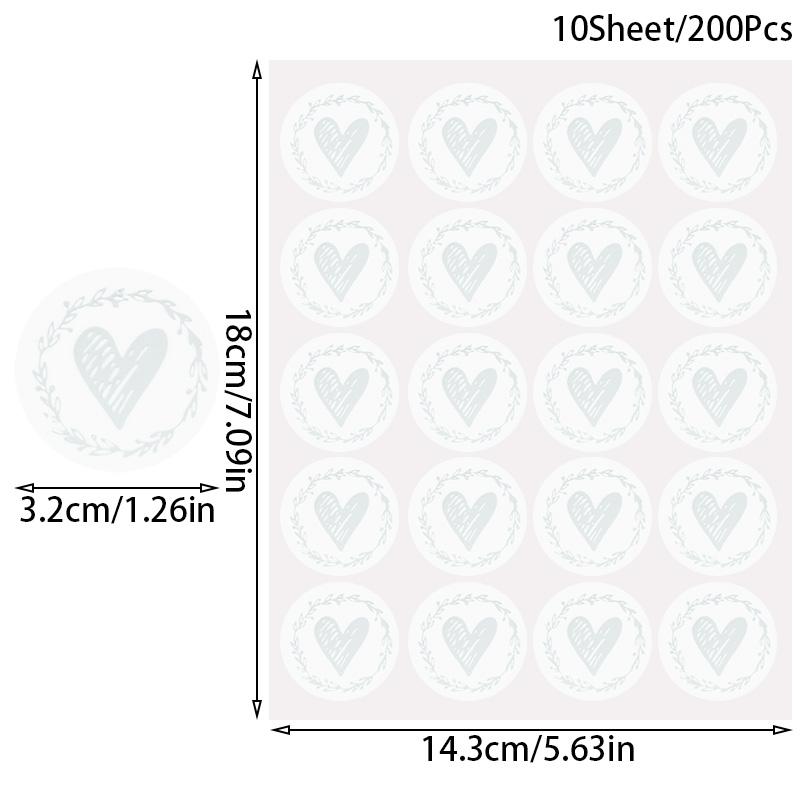 200Pcs Bronzing Transparent Sealing Stickers Love Heart Round Gold Silver Envelop Candy Bag Label for Baking Gift DIY Decoration