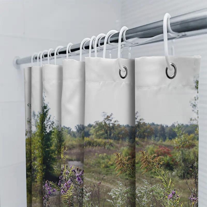 Floral Botanical Shower Curtain Nature Landscape Bathroom Decor Vintage Farmhouse Rustic Wildflower Scenic Wall Art Home Textile