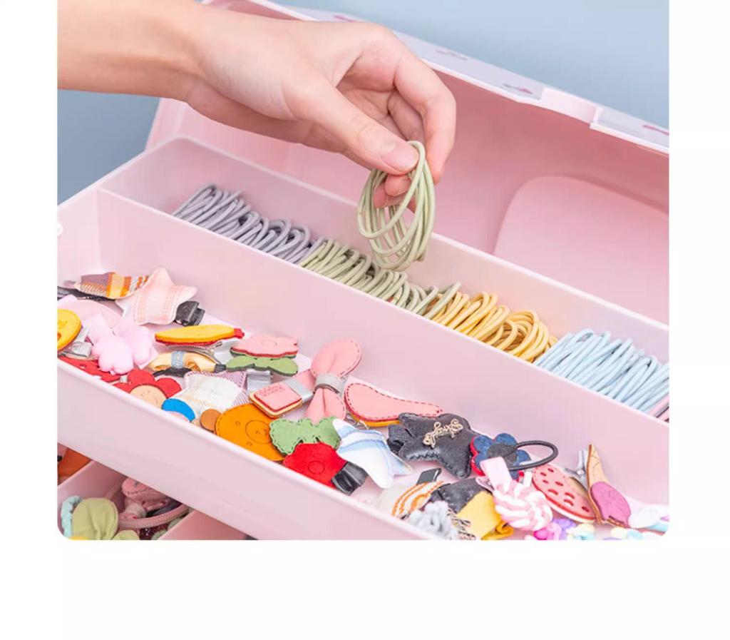 High Capacity Hair Accessories Kit: Elastic Bands, Clips, and Ornaments for Girls with Jewelry Storage Box