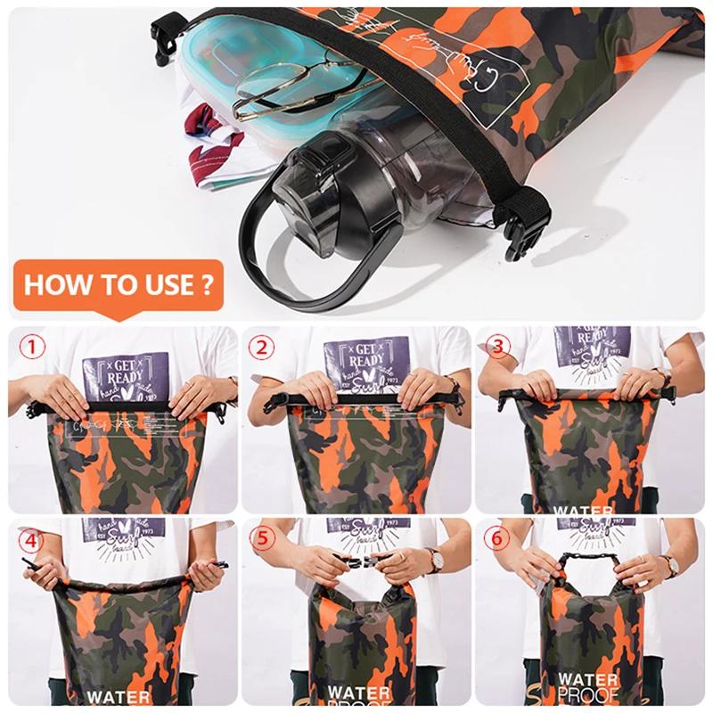 5/10/15/20/30L Waterproof Dry Bags With Wet Separation Pocket Backpack For Kayaking Boating Swimming Outdoor Sports Bag XAZ9