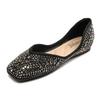 Fashion Brand Rivets Flats Shoes Square-toe Women Glitter Beading Ballerian Shoes for Women Shallow Sequined Moccasins Zapatos Mujer