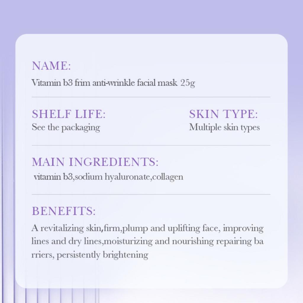 Vitamin Series Mask Moisturizing Repair B3 Moisturizing and Hydrating Mask Moisturizing and Moisturizing Mask
