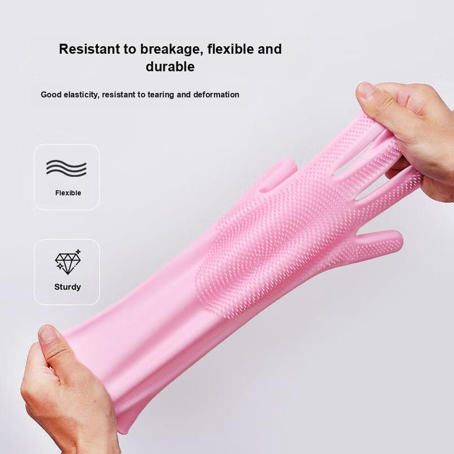 2 Stück Silikon Spülhandschuhe Magische Badehandschuhe für Zuhause Langlebige Verschleißfeste Wasserdichte Gummihandschuhe Hersteller