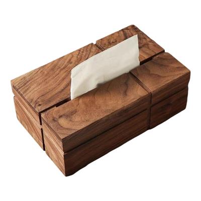 Solid Walnut Wood Tissue Dispenser With Link Cut Opening Multipurpose Home Trim For Kitchen Dining Room Bedroom