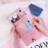 Korean Style Women's Short Matte PU Leather Wallet - Three-Fold, Retro, Thin Card Holder, Ideal for Students.