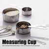 Stainless Steel Measuring Cup, 4 Piece Measuring Spoon Set with Brushed Interior and Clear Scale For baking coffee, milk, tea and liquids in the kitch