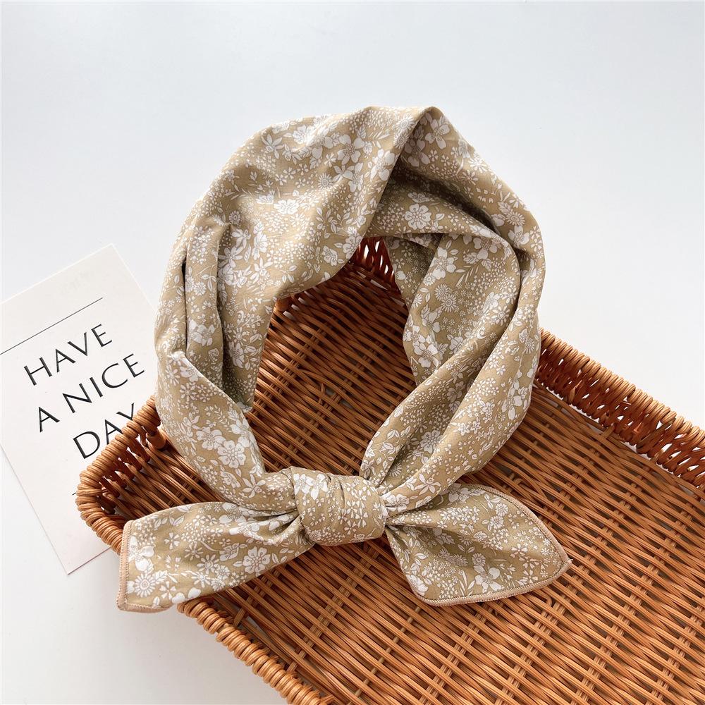 Cotton And Linen Small Square Scarf Silk Scarf Women'S Spring And Autumn New Style Artistic And Versatile Fashionable Temperament Headband Scarf