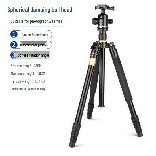 Era Q222 Carbon Fiber Lightweight Travel Tripod with Damping Ball Head for DSLR Photography