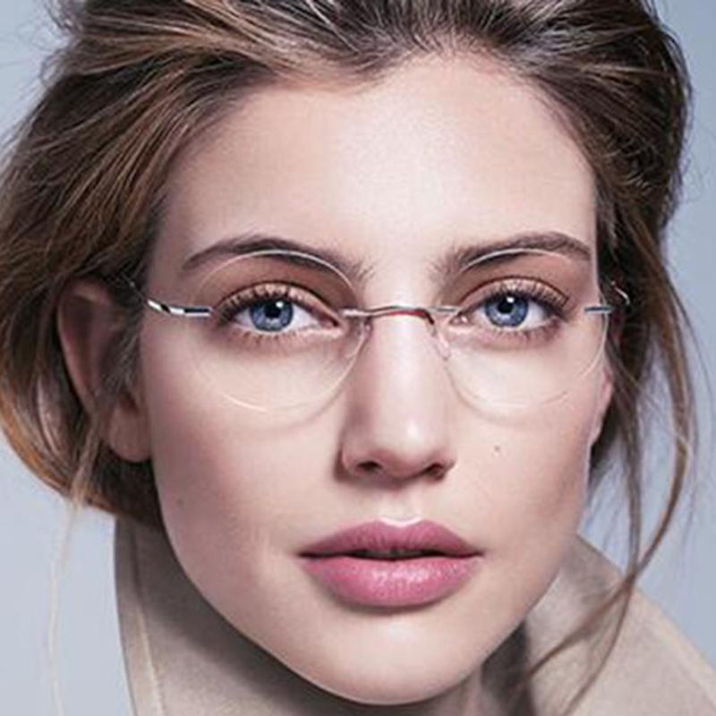 Titanium Alloy Framless Oval Myopia Glasses Finished Women Men Ultra-Light Rimless Prescription Eyeglasses 0 -0.5 -0.75 To -6.0