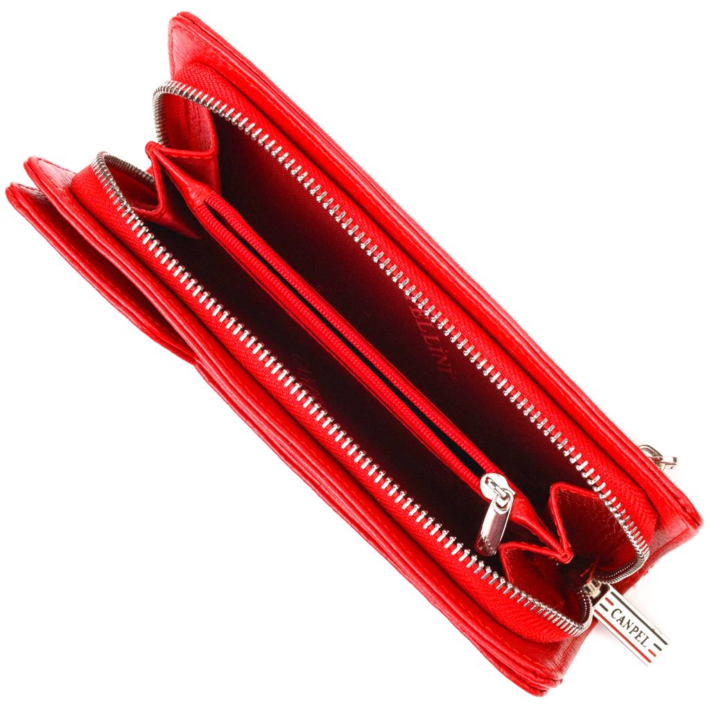 Capacious Women's Wallet Clutch Made of Genuine Leather CANPELLINI Wallet 21535 Red