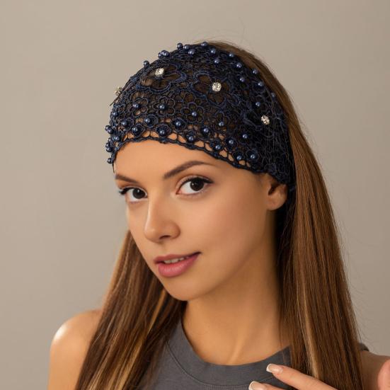 4Pcs Plum Blossom Wide Headband Faux Crystal Imitation Pearls Non-Slip Floral Cutout Design Hair Band Festivals Casual Wear