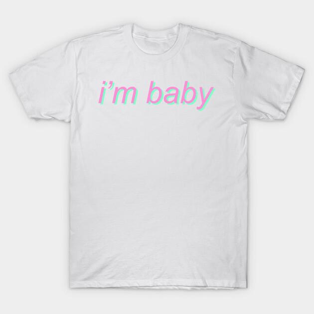 Asian Size Men Black Print T-shirt I M Baby No-Cut Print Cotton Tshirt L белый