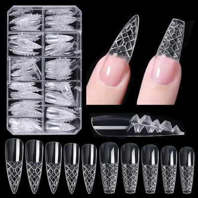 120 Stück künstliche Glasurnägel, Stiletto-Nagelspitzen zur Verlängerung für farbige Glasurgel-Glasmosaik-Nagelkunstdesigns