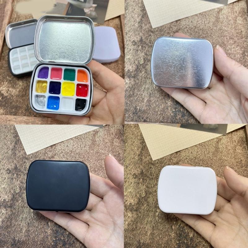 Watercolor Paint Palette Box 12 Well Travel Paint Case Paint Metal Paint Storage Box Leakproof Lid for Artist Student