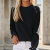 2025 Damen einfarbiger Strickpullover mit Strasssteinen - Herbst/Winter Langarm Jacquard-Pullover